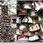 ÁRBOLES DE NAVIDAD REALIZADOS CON MATERIALES RECICLADOS. VERDE NAVIDAD